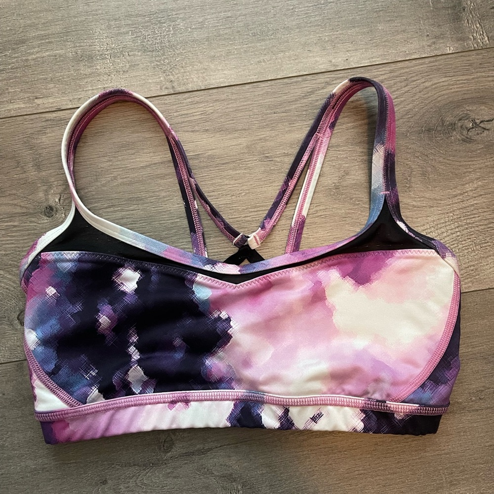 LULULEMON SWEATY ENDEAVOR SPORTS BRA BLOOMING PIXIE MULTI SIZE 6